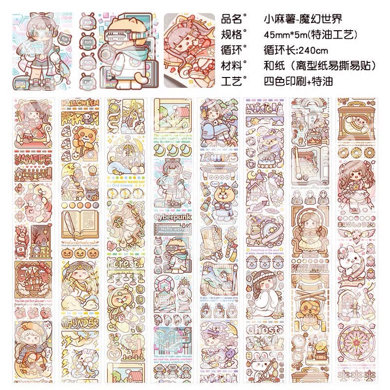 【分裝】小麻糬 奶蓋熊全系列《二十四節氣/小學日記/快樂動物園/名畫系列》和紙/PET膠帶 試吃包-規格圖6
