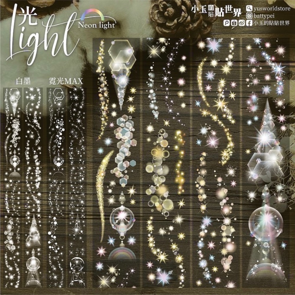 【分裝】小玉的貼貼世界《光/印章圖鑑/秘密花園/青空雜字/貓咪日常》PET膠帶-細節圖2