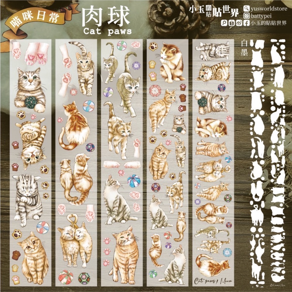 【分裝】小玉的貼貼世界《光/印章圖鑑/秘密花園/青空雜字/貓咪日常》PET膠帶-細節圖9