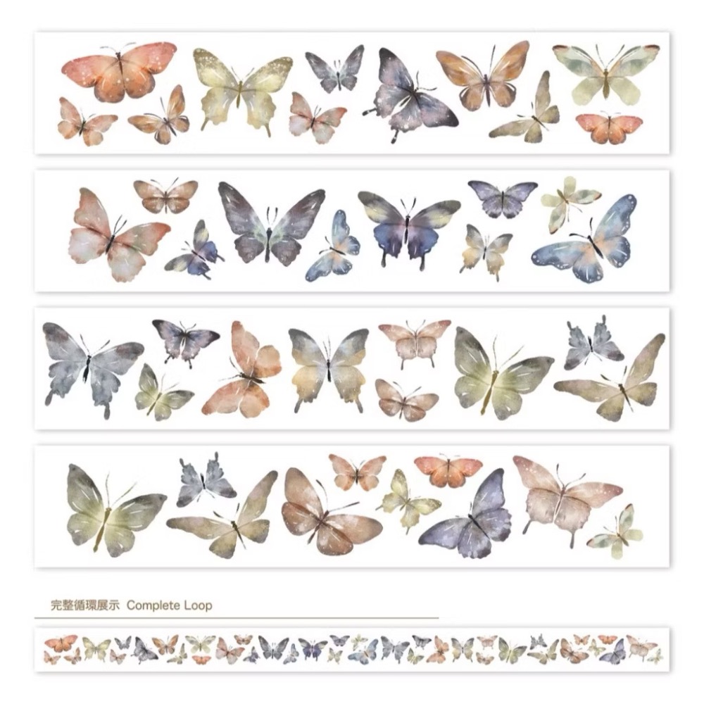 【分裝】Meow Illustration《山野間/黑皮諾/植物筆記/夏之薔薇/彩斑羽蝶/凋零之時》和紙 PET膠帶-規格圖9