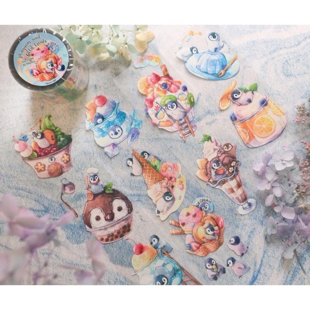 【分裝】Maruco小畫室《新品：小山雀的昭和日常/小企鵝書店/兔兔甜點小屋》和紙 PET膠帶-規格圖1