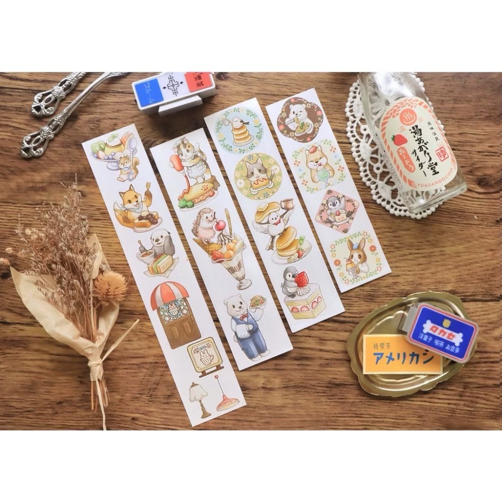 【分裝】Maruco小畫室《新品：小山雀的昭和日常/小企鵝書店/兔兔甜點小屋》和紙 PET膠帶-規格圖1