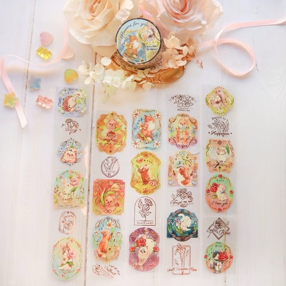 【分裝】Maruco小畫室《新品：小山雀的昭和日常/小企鵝書店/兔兔甜點小屋》和紙 PET膠帶-規格圖1