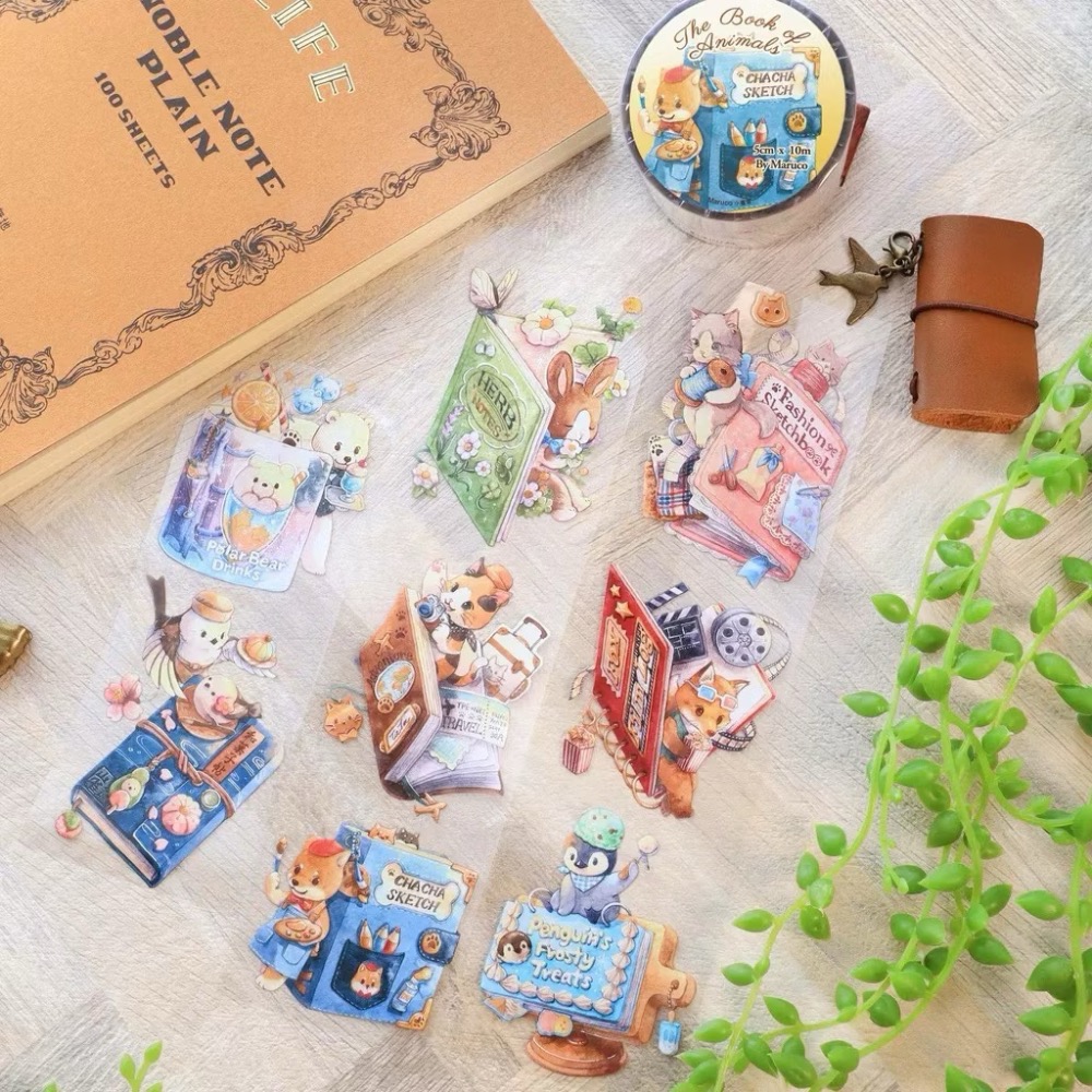 【分裝】Maruco小畫室《新品：小山雀的昭和日常/小企鵝書店/兔兔甜點小屋》和紙 PET膠帶-規格圖1