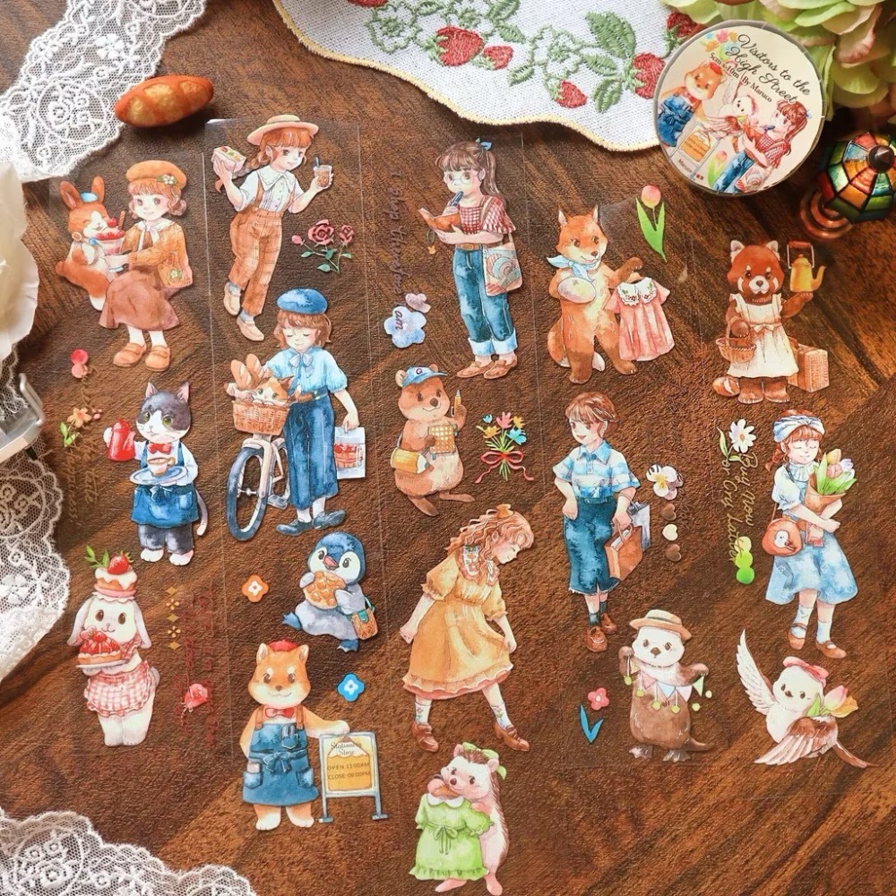 【分裝】Maruco小畫室《新品：小山雀的昭和日常/小企鵝書店/兔兔甜點小屋》和紙 PET膠帶-規格圖1