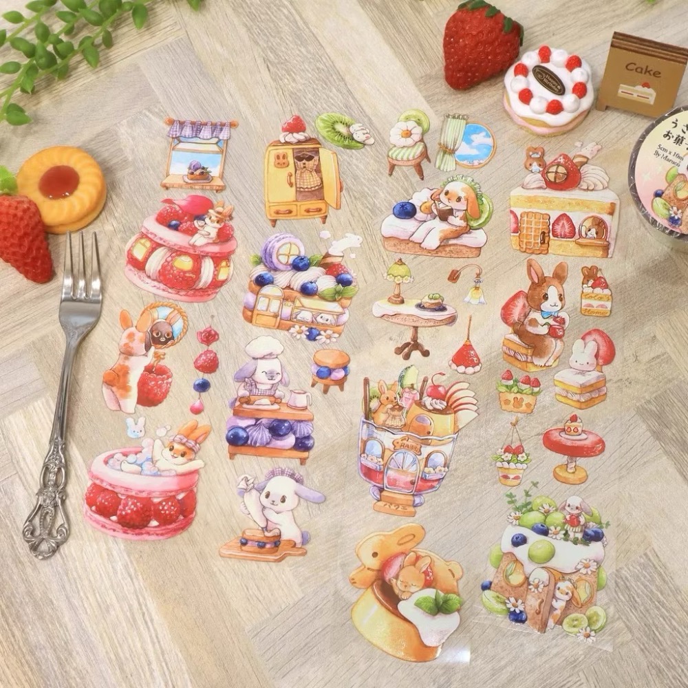 【分裝】Maruco小畫室《新品：小山雀的昭和日常/小企鵝書店/兔兔甜點小屋》和紙 PET膠帶-規格圖1