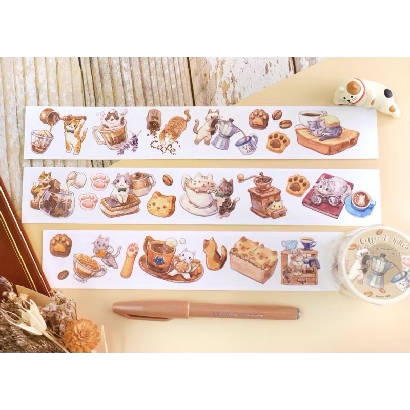 【分裝】Maruco小畫室《新品：小山雀的昭和日常/小企鵝書店/兔兔甜點小屋》和紙 PET膠帶-規格圖1