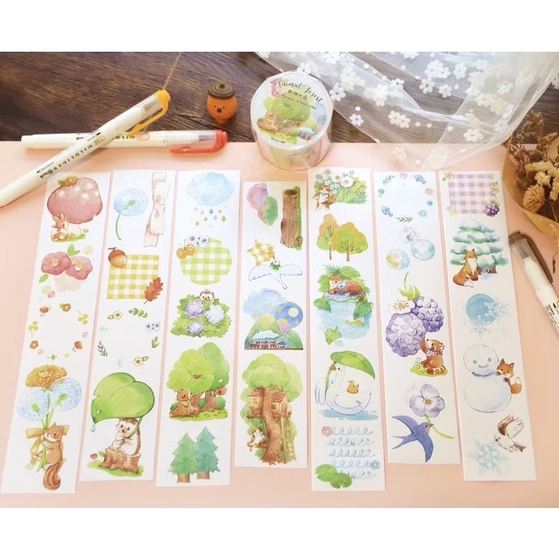 【分裝】Maruco小畫室《新品：小山雀的昭和日常/小企鵝書店/兔兔甜點小屋》和紙 PET膠帶-規格圖1