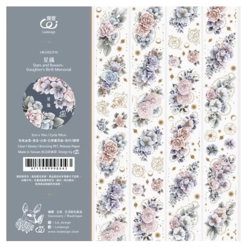 【分裝】樂意Loidesign《片花-繡球花瓣/星織-Lula誕生記念/萬物集/小花框集/漂花集》PET 割型 紙膠帶-規格圖1