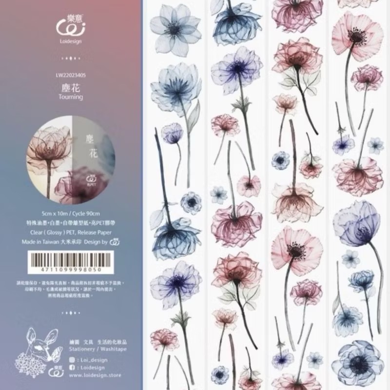 【分裝】樂意5cm亮面PET膠帶《瓶子/採集美好/星野/山野/日野/大貓咪/出差少女/偷閒少女/帶電少女/珠綴/彩系》-規格圖2