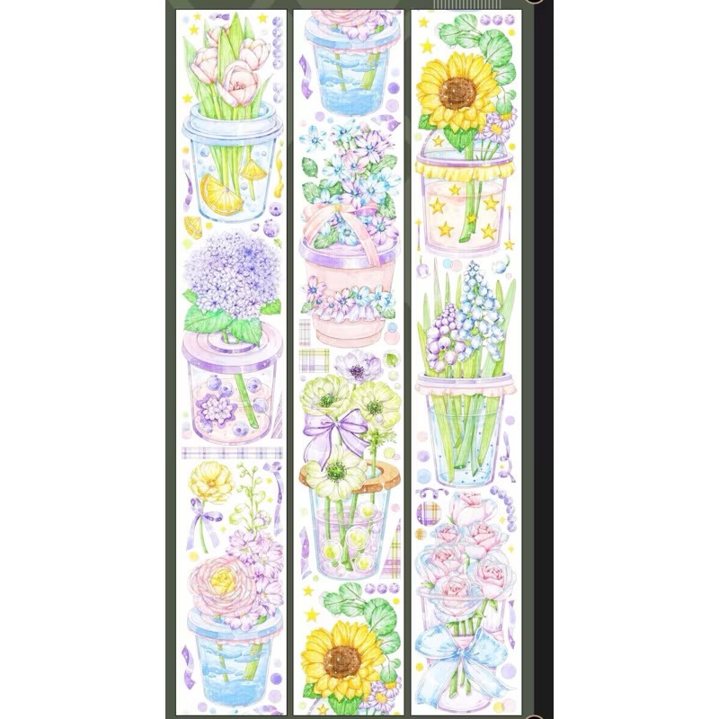 【分裝】Curily Studio《蝶之韻/粉蝶花/百日葵/來一杯花花呀/極光雛菊/曉夢蝶/星夢花嫁》PET膠帶-規格圖7