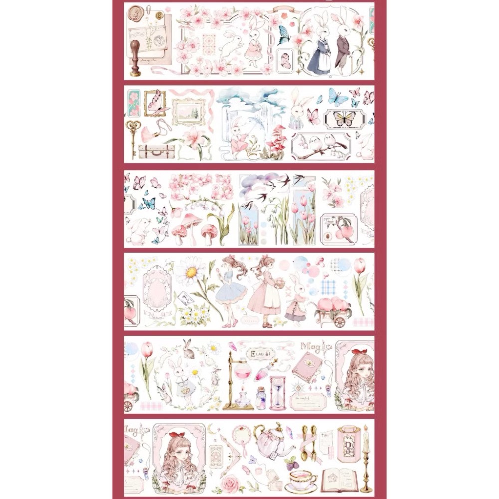 【分裝】E厘米《苜蓿夏夢/霜藍梔語/魔女晚安/雙子小咔布/紅袖讚禮/靈澤童謠/白燭熒火/秘境海域》PET膠帶-規格圖1