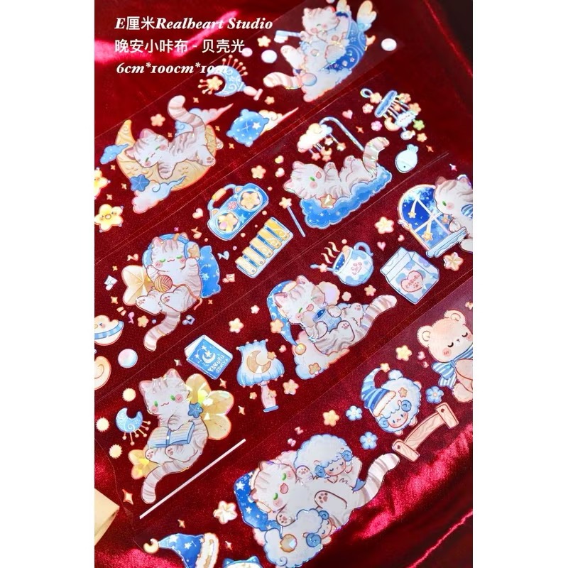 【分裝】E厘米《涼夏精靈/苜蓿夏夢/霜藍梔語/魔女晚安/雙子小咔布/紅袖讚禮/靈澤童謠/白燭熒火/秘境海域》PET膠帶-規格圖1