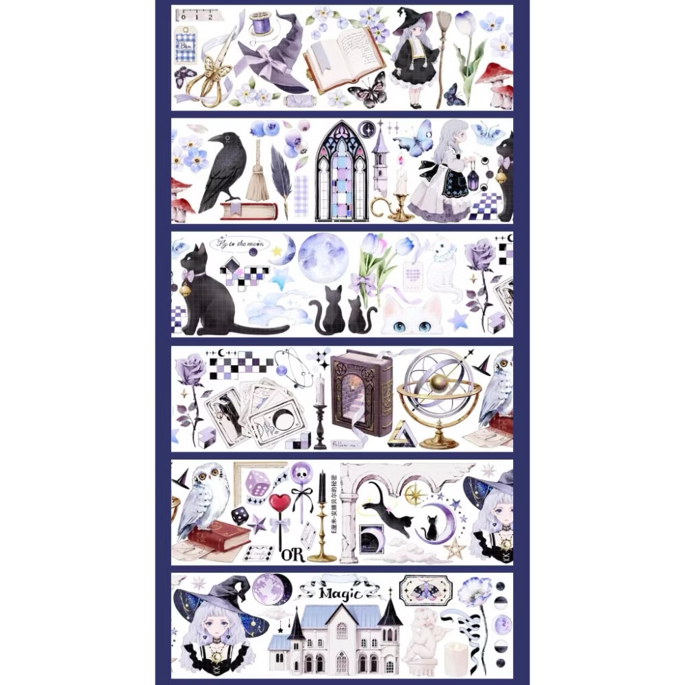 【分裝】E厘米《涼夏精靈/苜蓿夏夢/霜藍梔語/魔女晚安/雙子小咔布/紅袖讚禮/靈澤童謠/白燭熒火/秘境海域》PET膠帶-規格圖1