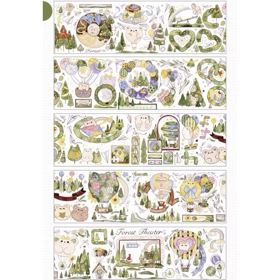 【分裝】E厘米《涼夏精靈/苜蓿夏夢/霜藍梔語/魔女晚安/雙子小咔布/紅袖讚禮/靈澤童謠/白燭熒火/秘境海域》PET膠帶-規格圖1