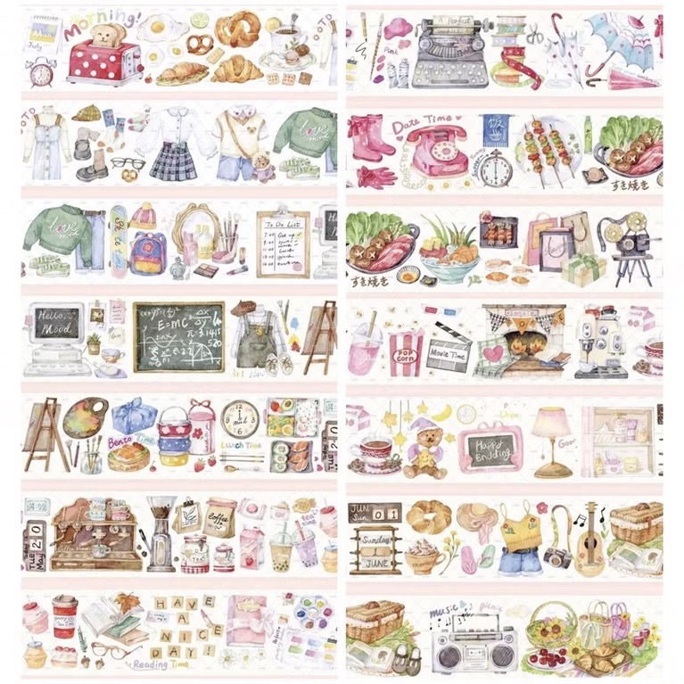 【分裝】MOODTAPE A《Travel Movie/完美一週/手帳裡的小時光/甜心麵包屋/躲貓貓》PET膠帶-規格圖2