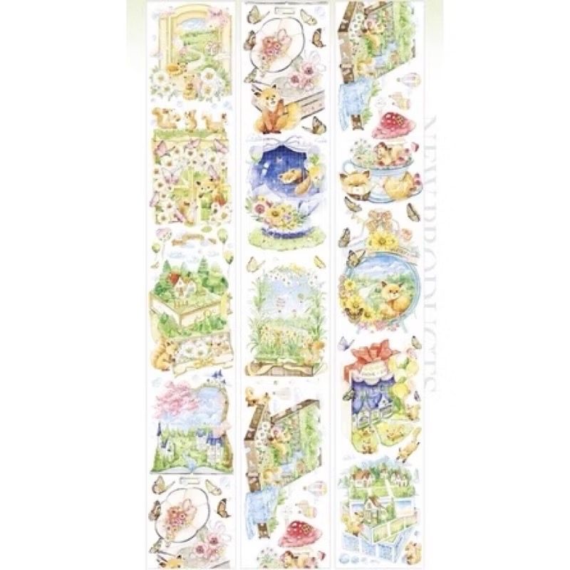 【分裝】Shine手帳工作室《玉指柔/繁花庭/星月襤/森羅園/楹夜狩/天鵝堡/冬蟲/春神/夏綠/秋憶》PET膠帶-規格圖1