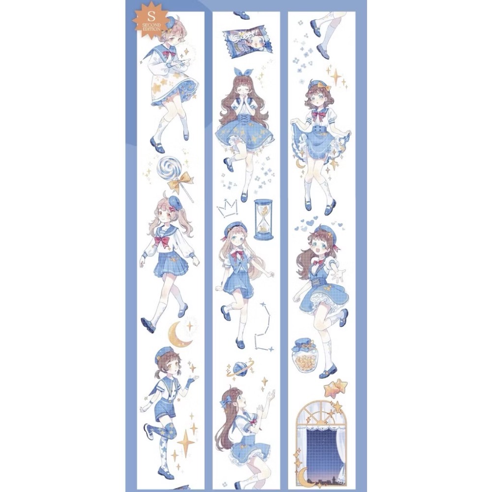 【分裝】Shine手帳工作室《玉指柔/繁花庭/星月襤/森羅園/楹夜狩/天鵝堡/冬蟲/春神/夏綠/秋憶》PET膠帶-規格圖1