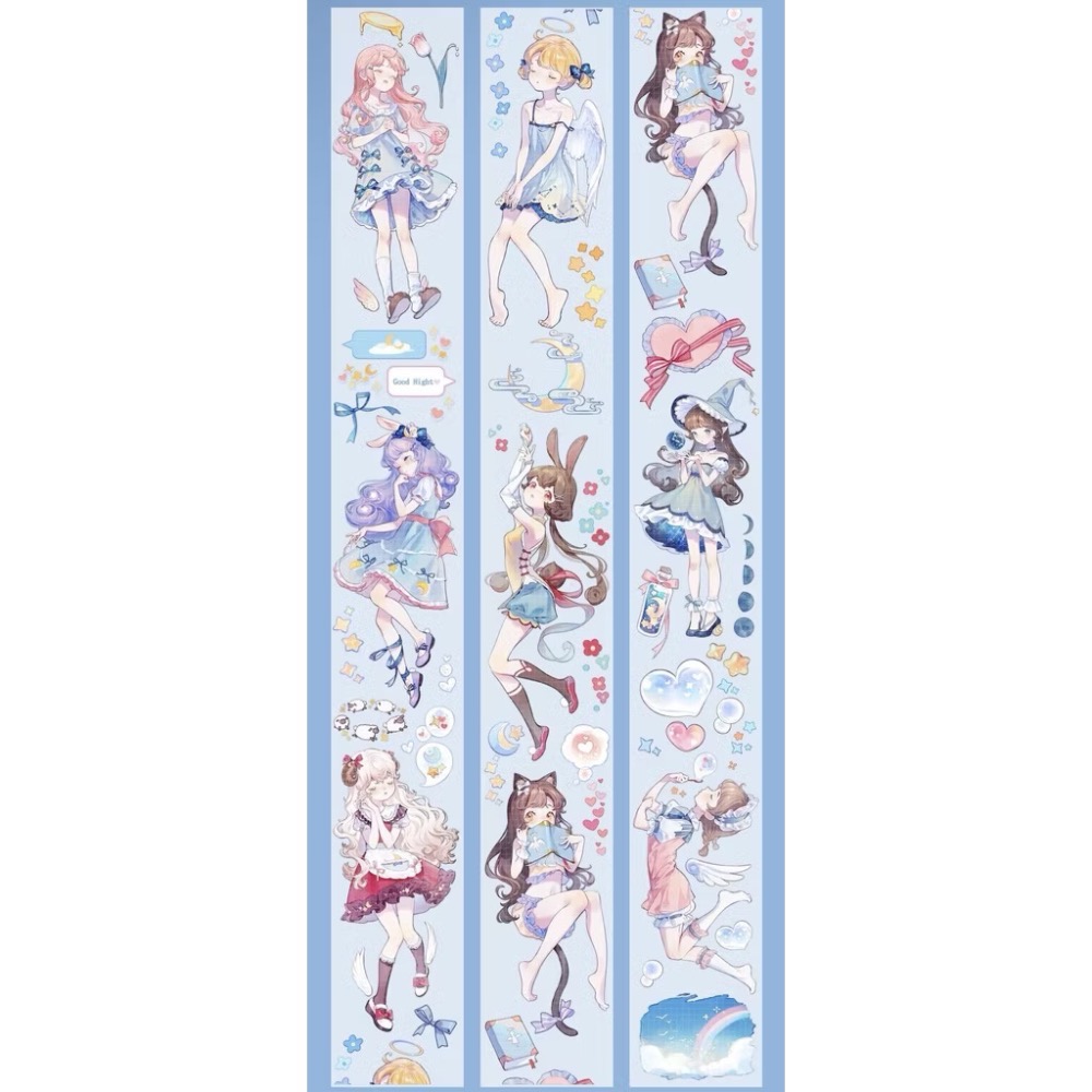 【分裝】Shine手帳工作室《玉指柔/繁花庭/星月襤/森羅園/楹夜狩/天鵝堡/冬蟲/春神/夏綠/秋憶》PET膠帶-規格圖1