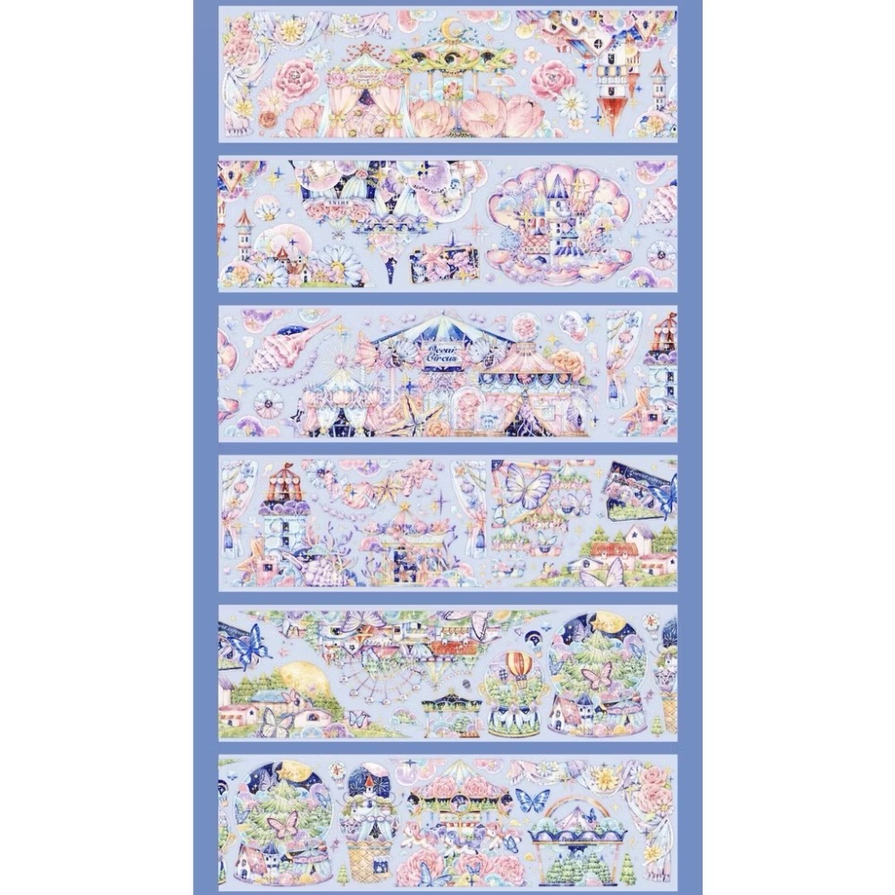 【分裝】Shine手帳工作室《玉指柔/繁花庭/星月襤/森羅園/楹夜狩/天鵝堡/冬蟲/春神/夏綠/秋憶》PET膠帶-規格圖1