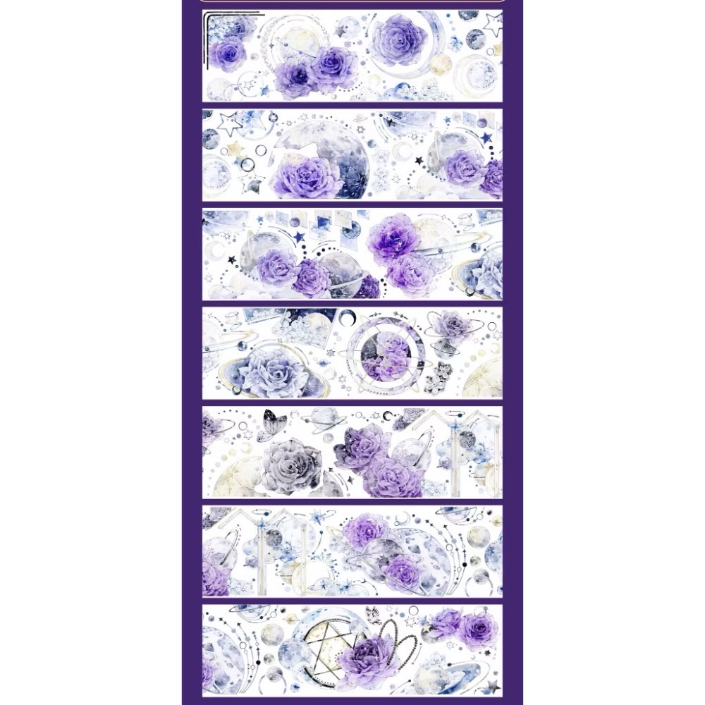 【分裝】Shine手帳工作室《玉指柔/繁花庭/星月襤/森羅園/楹夜狩/天鵝堡/冬蟲/春神/夏綠/秋憶》PET膠帶-規格圖1