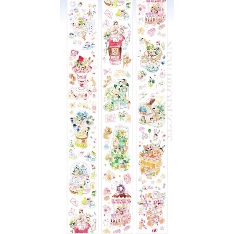 【分裝】Shine手帳工作室《玉指柔/繁花庭/星月襤/森羅園/楹夜狩/天鵝堡/冬蟲/春神/夏綠/秋憶》PET膠帶-規格圖1