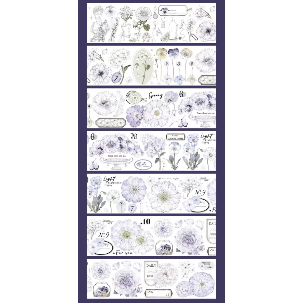 【分裝】Shine手帳工作室《玉指柔/繁花庭/星月襤/森羅園/楹夜狩/天鵝堡/冬蟲/春神/夏綠/秋憶》PET膠帶-規格圖1