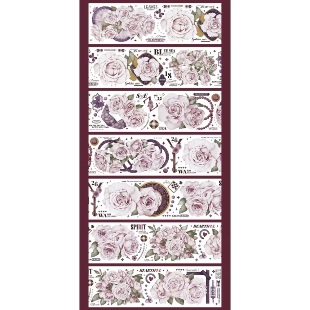 【分裝】Shine手帳工作室《玉指柔/繁花庭/星月襤/森羅園/楹夜狩/天鵝堡/冬蟲/春神/夏綠/秋憶》PET膠帶-規格圖1