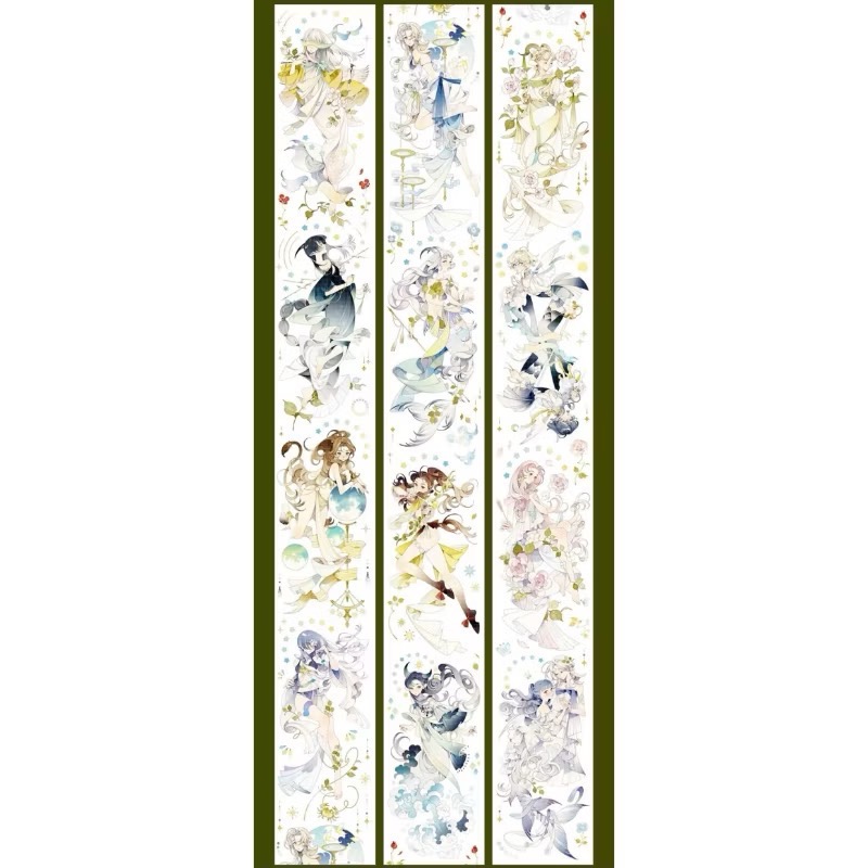 【分裝】Shine手帳工作室《玉指柔/繁花庭/星月襤/森羅園/楹夜狩/天鵝堡/冬蟲/春神/夏綠/秋憶》PET膠帶-規格圖1