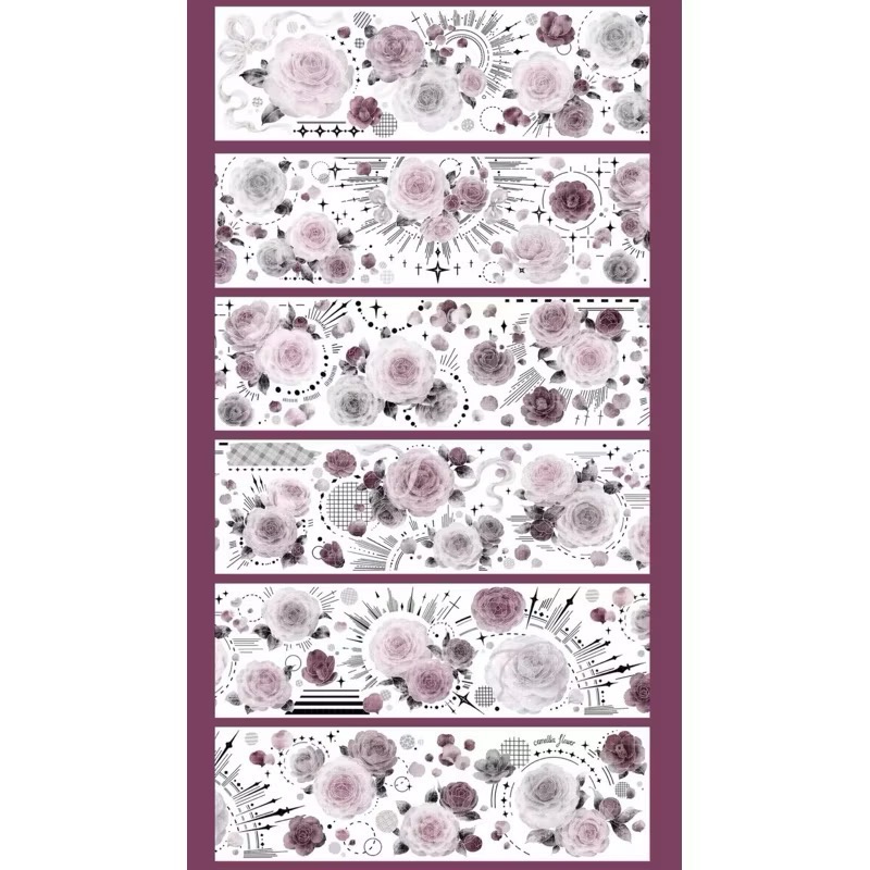 【分裝】Shine手帳工作室《玉指柔/繁花庭/星月襤/森羅園/楹夜狩/天鵝堡/冬蟲/春神/夏綠/秋憶》PET膠帶-規格圖1