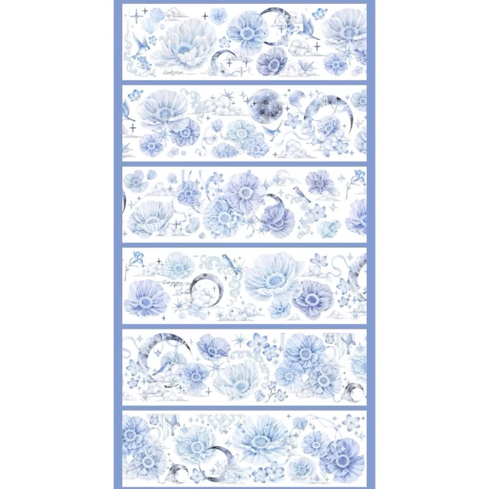 【分裝】Shine手帳工作室《玉指柔/繁花庭/星月襤/森羅園/楹夜狩/天鵝堡/冬蟲/春神/夏綠/秋憶》PET膠帶-規格圖1