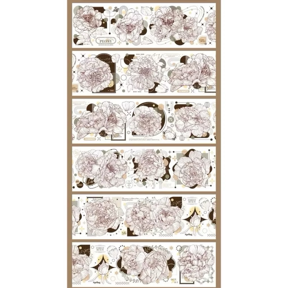 【分裝】Shine手帳工作室《玉指柔/繁花庭/星月襤/森羅園/楹夜狩/天鵝堡/冬蟲/春神/夏綠/秋憶》PET膠帶-規格圖1