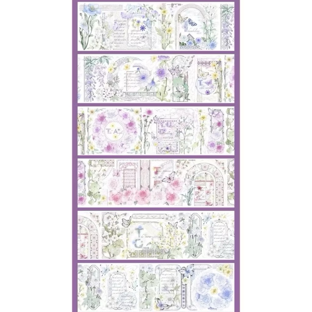 【分裝】Shine手帳工作室《玉指柔/繁花庭/星月襤/森羅園/楹夜狩/天鵝堡/冬蟲/春神/夏綠/秋憶》PET膠帶-規格圖1