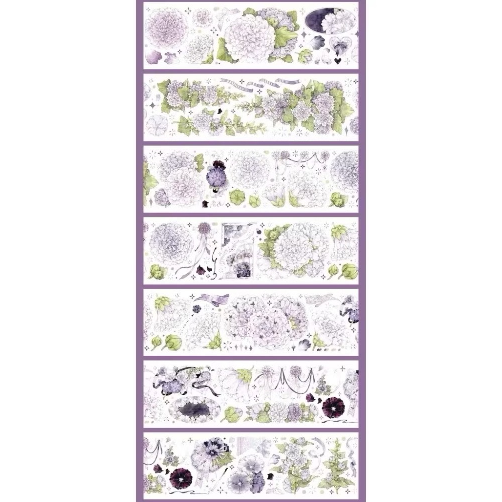 【分裝】Shine手帳工作室《玉指柔/繁花庭/星月襤/森羅園/楹夜狩/天鵝堡/冬蟲/春神/夏綠/秋憶》PET膠帶-規格圖1