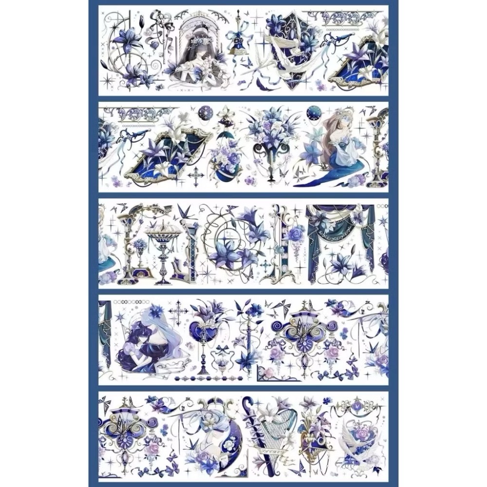 【分裝】Shine手帳工作室《玉指柔/繁花庭/星月襤/森羅園/楹夜狩/天鵝堡/冬蟲/春神/夏綠/秋憶》PET膠帶-規格圖1