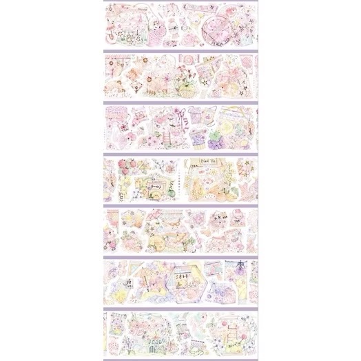 【分裝】Shine手帳工作室《玉指柔/繁花庭/星月襤/森羅園/楹夜狩/天鵝堡/冬蟲/春神/夏綠/秋憶》PET膠帶-規格圖1