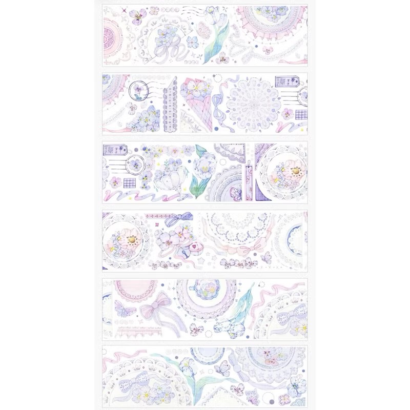 【分裝】Snowflake Studio《雲上頌歌/月華星沙/鍾庭倒影/菲林默片/蓮憶江南/月食蝶羽》PET膠帶-規格圖1