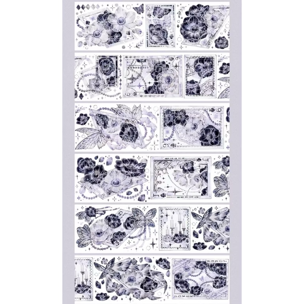 【分裝】Snowflake Studio《雲上頌歌/月華星沙/鍾庭倒影/菲林默片/蓮憶江南/月食蝶羽》PET膠帶-規格圖1