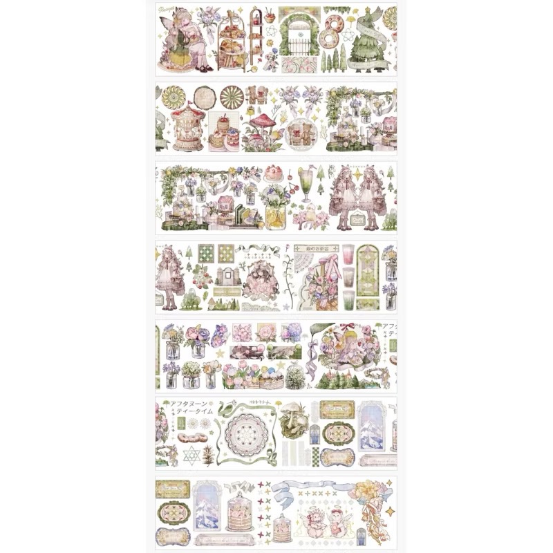 【分裝】Snowflake Studio《雲上頌歌/月華星沙/鍾庭倒影/菲林默片/蓮憶江南/月食蝶羽》PET膠帶-規格圖1