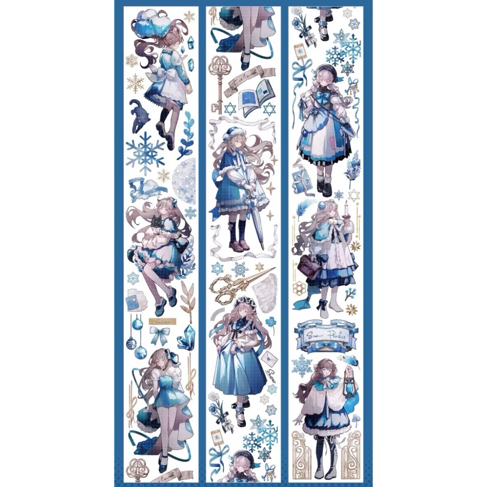 【分裝】Snowflake Studio《雲上頌歌/月華星沙/鍾庭倒影/菲林默片/蓮憶江南/月食蝶羽》PET膠帶-規格圖1