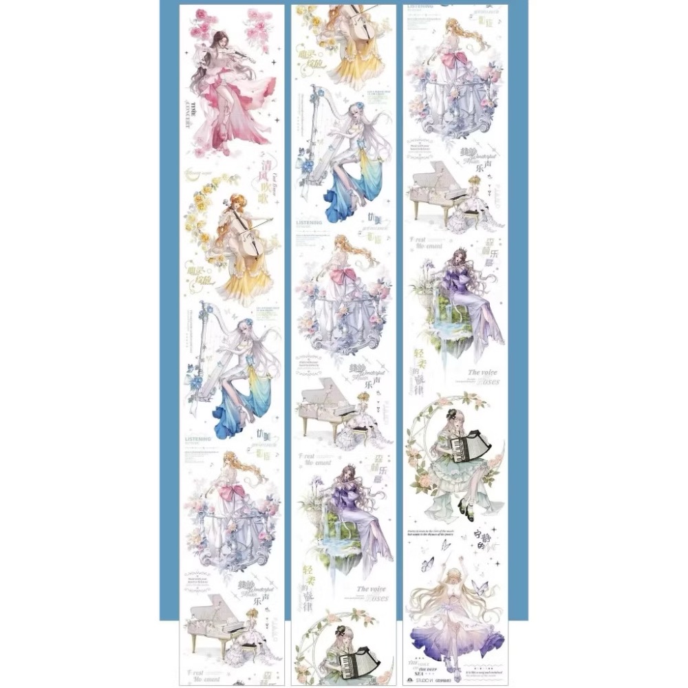 【分裝】Studio VI《惡魔寶貝/蝶影/龍族少女/魔方花庭/時光之溯/尋找四葉草/乾枯玫瑰/花夢拾音》PET膠帶-規格圖1