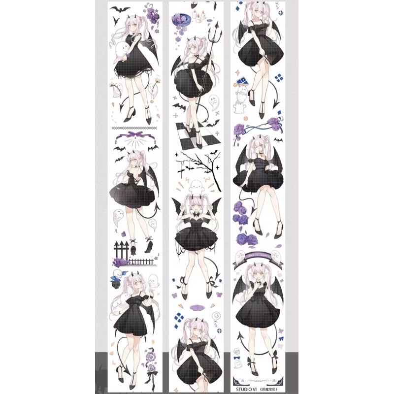 【分裝】Studio VI《惡魔寶貝/蝶影/龍族少女/魔方花庭/時光之溯/尋找四葉草/乾枯玫瑰/花夢拾音》PET膠帶-規格圖1