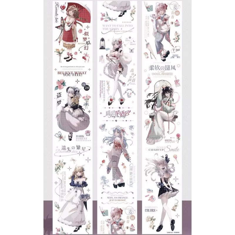 【分裝】Studio VI《惡魔寶貝/蝶影/龍族少女/魔方花庭/時光之溯/尋找四葉草/乾枯玫瑰/花夢拾音》PET膠帶-規格圖1