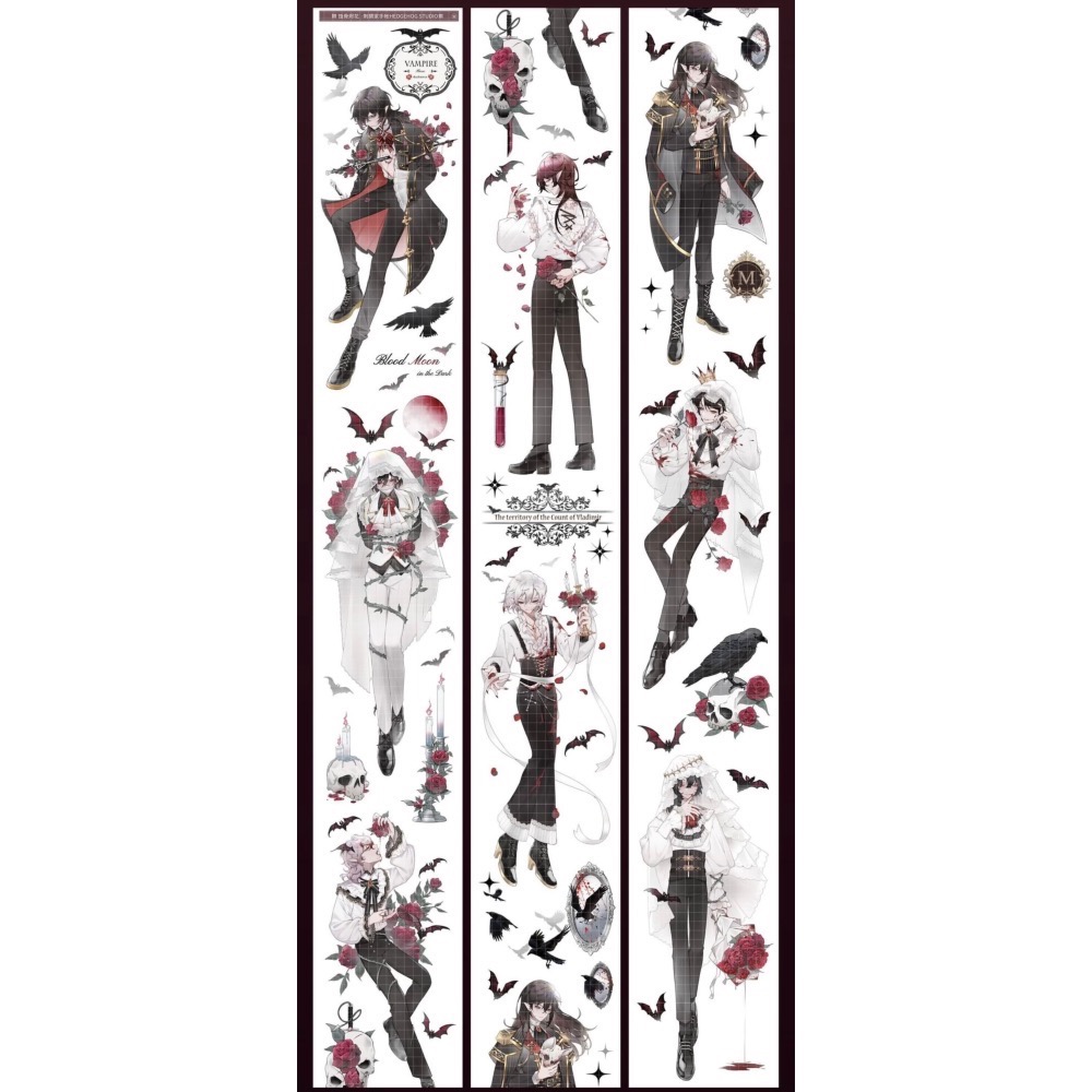 【分裝】刺猬家手帳工作室《瓊樓玉卷/寒燈闌珊/蝕骨燼花/青紗卷軸/花夢迷香/花藤燈燭/夢沉花鑰》PET膠帶-細節圖4