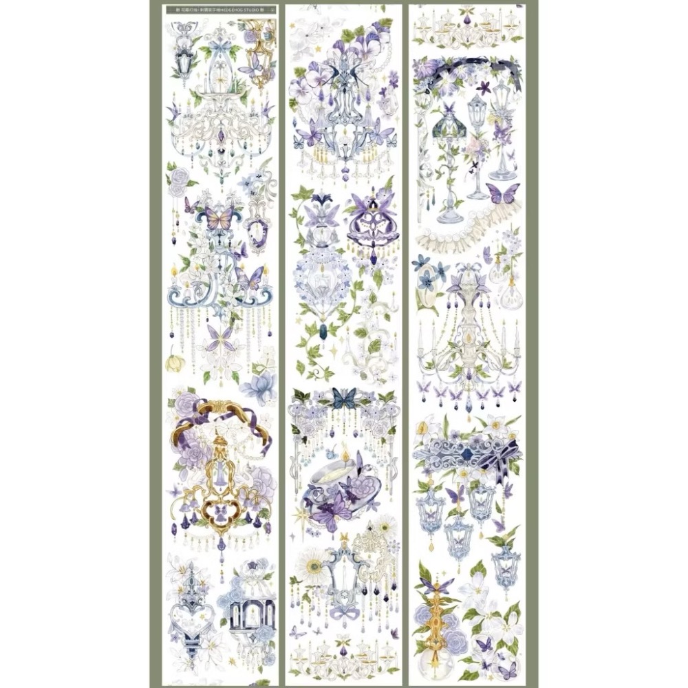 【分裝】刺猬家手帳工作室《夢浸迷途/浮窗蜜花/寒燈闌珊/蝕骨燼花/青紗卷軸/花藤燈燭/夢沉花鑰/山茶屏風》PET膠帶-規格圖4