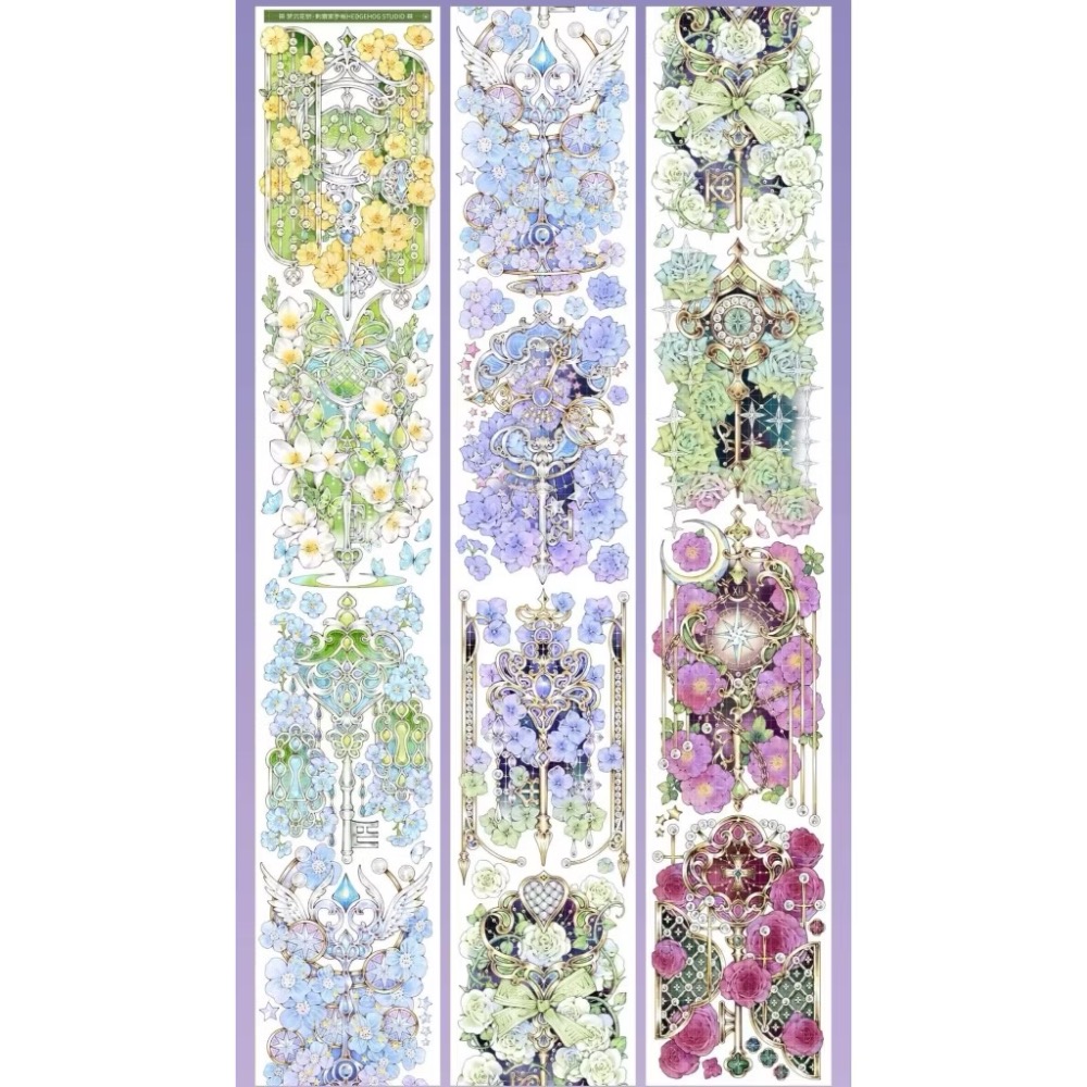 【分裝】刺猬家手帳工作室《夢浸迷途/浮窗蜜花/寒燈闌珊/蝕骨燼花/青紗卷軸/花藤燈燭/夢沉花鑰/山茶屏風》PET膠帶-規格圖4