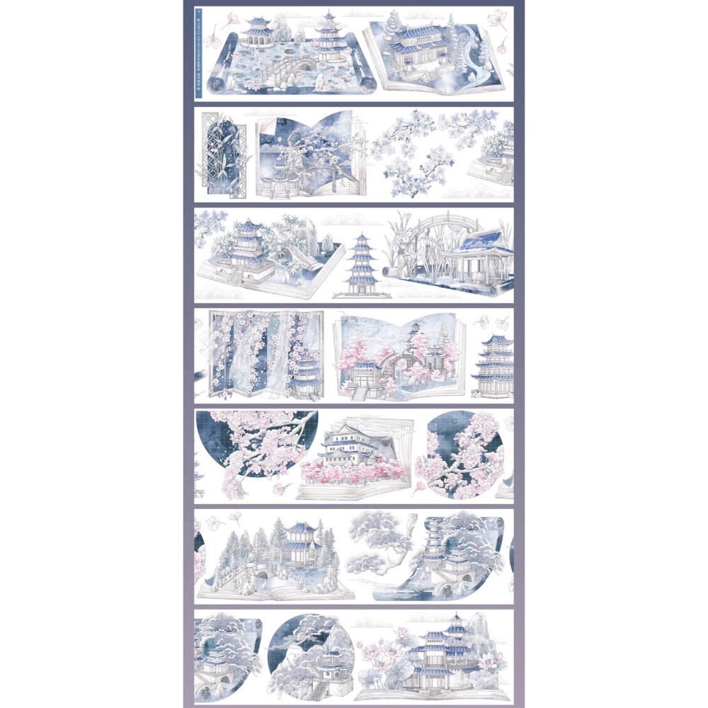 【分裝】刺猬家手帳工作室《瓊樓玉卷/寒燈闌珊/蝕骨燼花/青紗卷軸/花夢迷香/花藤燈燭/夢沉花鑰》PET膠帶-規格圖9