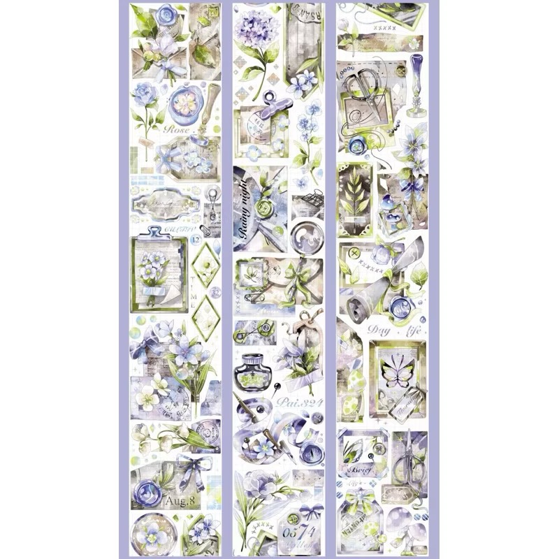 【分裝】三毛喵文創《如願/綠野仙蹤/手帳日常/骷葉蝶/神蹟/摩羅姬/菫絮時/藍茵蝶舞/花泠》PET膠帶-規格圖1