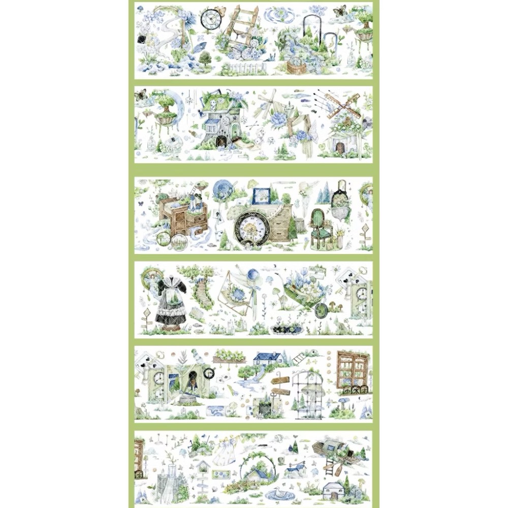 【分裝】三毛喵文創《如願/綠野仙蹤/手帳日常/骷葉蝶/神蹟/摩羅姬/菫絮時/藍茵蝶舞/花泠》PET膠帶-規格圖1