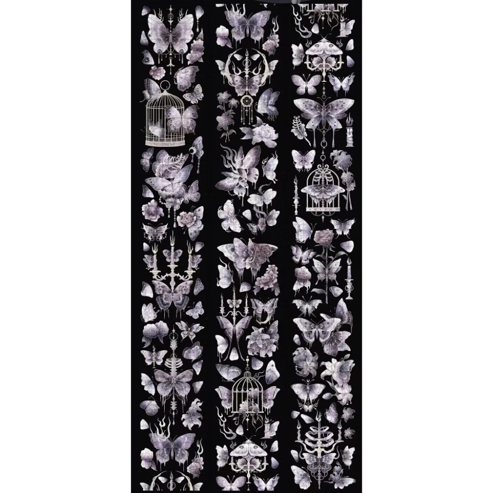 【分裝】三毛喵文創《如願/綠野仙蹤/手帳日常/骷葉蝶/神蹟/摩羅姬/菫絮時/藍茵蝶舞/花泠》PET膠帶-規格圖1